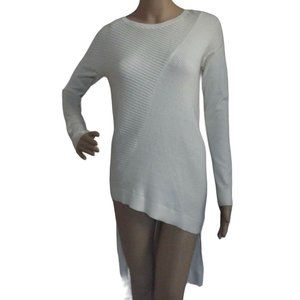 Express XS Ivory Long Ribbed Asymmetrical Hi Lo Hem Tunic Sweater (XS 0-2)